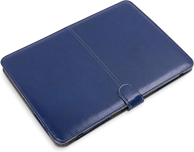 MOSISO Case Compatible with MacBook Air 13.6 inch M4 M3 M2 2025-2022 /Air 13 M1 2022-2018 /Pro 13 inch M2 M1 2025-2016, PU Leather Portfolio Protective Stand Cover, Navy Blue