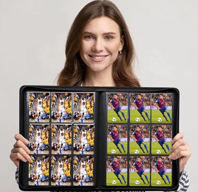 Premium 9-Pocket Zippered Trading Card Binder, 540 Pockets Double-Sided Side-Loading Card Organizer Album, PU Leather Card Holder Protector for MTG, TCG, Sports Cards (Purple)