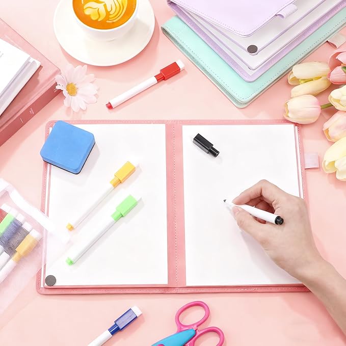 6 Sides Dry Erase Notebook Portable Whiteboards Notebook 9"x6"(a5) Small Reusable Whiteboard Notepad Foldable Anti-ghosting Surface, Travel White Board for Office Study Meeting Planning