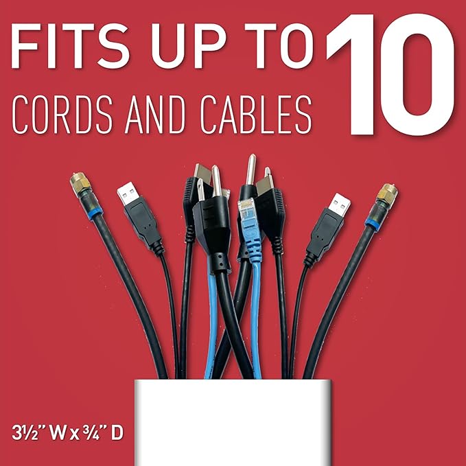 Legrand Wiremold C33 30 Inch Flat Screen TV Cord Cover Kit, Organizer for Wall, Holds Up to 10 Cords or Cables, White (1 Pack)