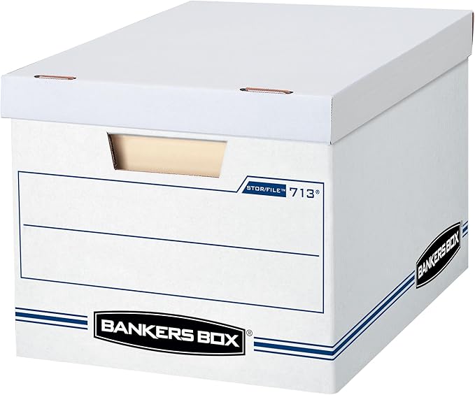 Bankers Box 20-Pack Basic Duty File Storage Boxes with Lids, Letter/Legal, STOR/FILE, (0071302)