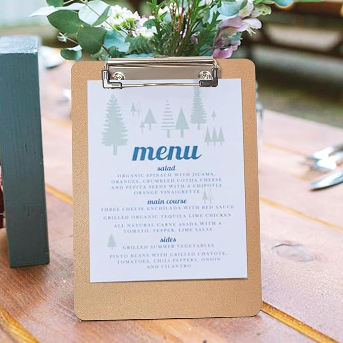 Mini Clipboards, 32 Pack 6" x 9" Small Clipboards Bulk, Wooden Memo Mini Clip Boards with Low Profile Clip, Hanging Loop for Office Home Classroom Supplies
