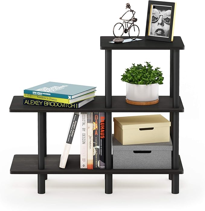 Furinno Turn-N-Tube 3-Tier Cube Ladder Shelf, Espresso/Black