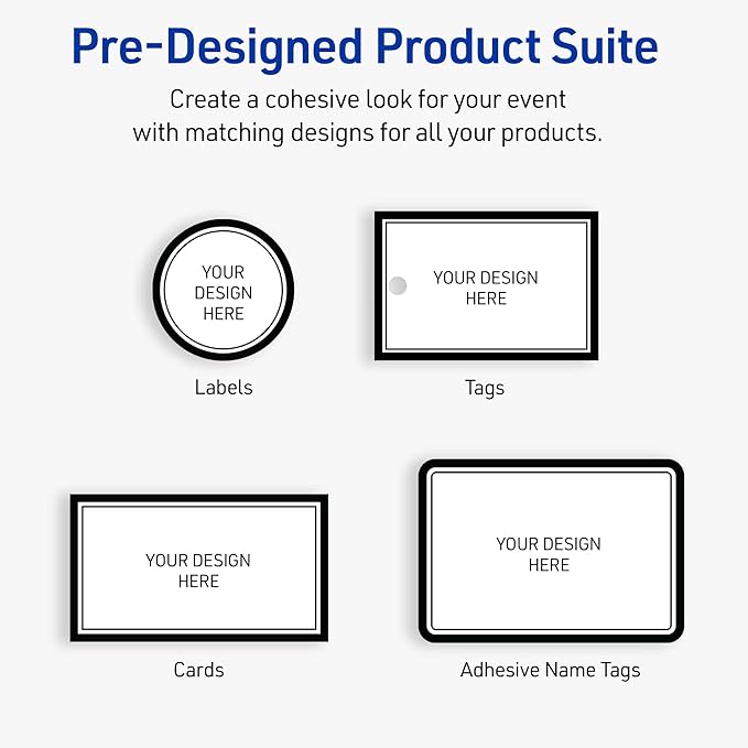 Avery Printable Adhesive Name Tags, 2-1/3" x 3-3/8", Matte White with Double Black Border Design, Removable, Laser & Inkjet Compatible, 80 Total, Great Name Badges for Weddings & Events