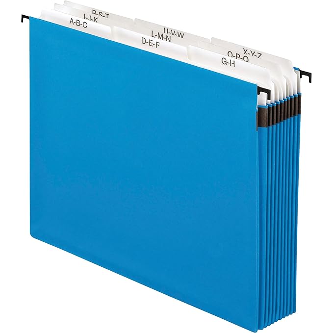 Pendaflex 59225 Nine-Section Hanging Folder, 5 1/4", Tabs and Labels, 1/5 Tab, Letter, Blue