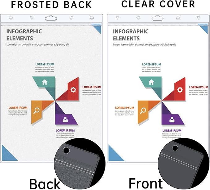 AKONEGE 12PCS Hard Sheet Protectors 8.5 x 11 Waterproof Resealable Zip Paper Page Protectors Clear Rigid Plastic Sleeves for Photos Certificate, Heavy Duty Document Holder Wall Sign Holder, Vertical