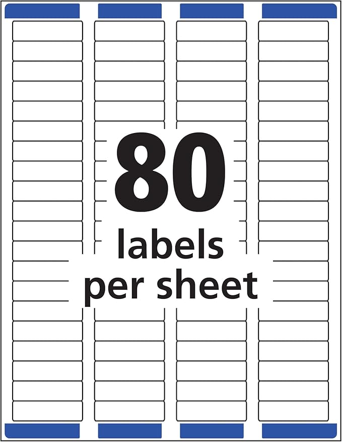 Avery Printable Return Address Labels, 0.5" x 1.75", Matte Clear, 2,000 Blank Mailing Labels (08667)