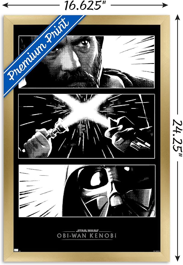 Trends International Star Wars: Obi-Wan Kenobi - Panels Wall Poster, 14.725" x 22.375", Gold Framed Version