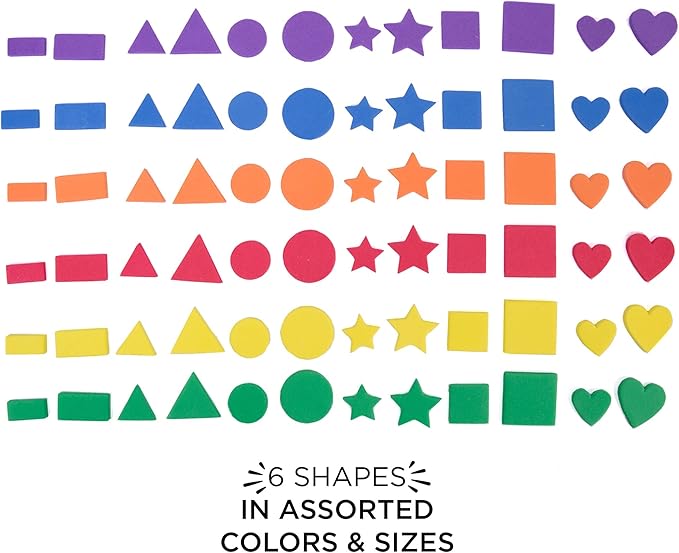 Horizon Group USA Assorted Self Adhesive Foam Shapes, Multicolored