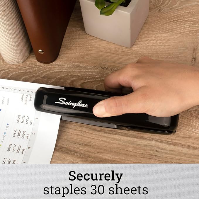 Swingline Stapler, 30 Sheet Capacity, 747 Business Stapler, Jam Free, Anti-Microbial, Metal, Black (74741)