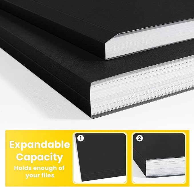 SUNEE File Folders, 18 Pack Manilla Folders 8.5 x 11, 1/3 Cut Tab for Easy Labeling and Organization, Durable Standard Paper for Home, Office, School Filing, Black