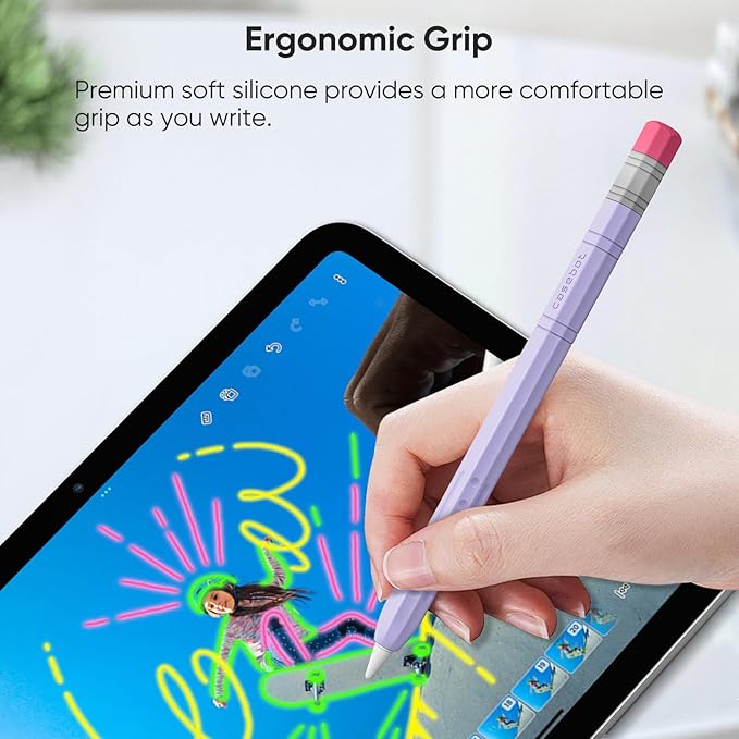 Fintie Silicone Sleeve for Apple Pencil (USB-C), Light Pen Skin Case Cover Soft Protective Anti-Slip Pencil Grip Holder, Supports Magnetic Attachment, Lilac Purple