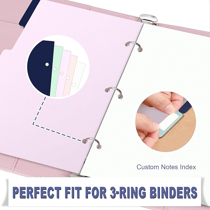 (5.5 x 8.5 inch) 15 Tab 3 Hole Punch Dividers with Tabs Disc Bound Dividers Junior Size discbound Notebook Accessories 5 Color for Office Meeting