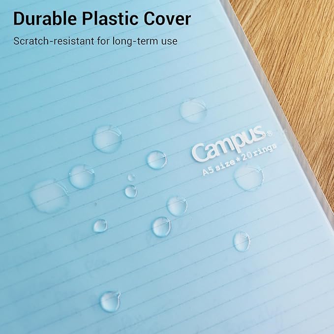 Kokuyo Campus Smart Ring Binders 3 Pack, A5 Binder Notebooks + 100 Campus Loose-Leaf Paper, 25 Sheet Capacity, 20 Ring, Slim Binder Folder for Meeting and Classes, Vivid Color, Japan Import