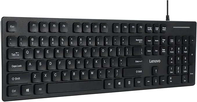 Lenovo 305 Wired USB-C Keyboard with Numeric Keypad, Full Size Keyboard, Slim Design, Black, USB-C Connectivity, Dedicated Function & AI Keys, for Gaming PC, Laptop, Desktop, Tablet, Home Office