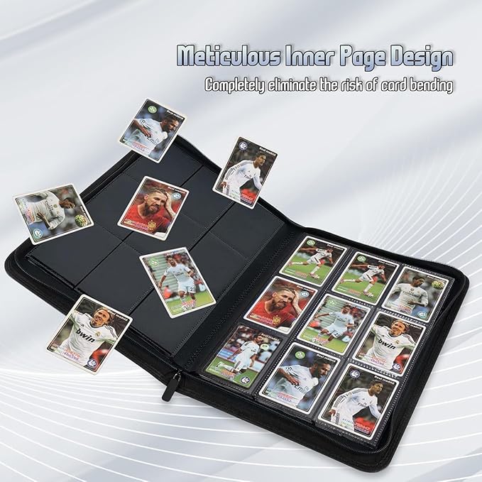 9 Pocket Card Binder - 540 Capacity with Zip Closure Premium, Double-Sided,Sturdy & Sleek PU Leather Protector for MTG, TCG, Sport & Collectible Cards (blue)