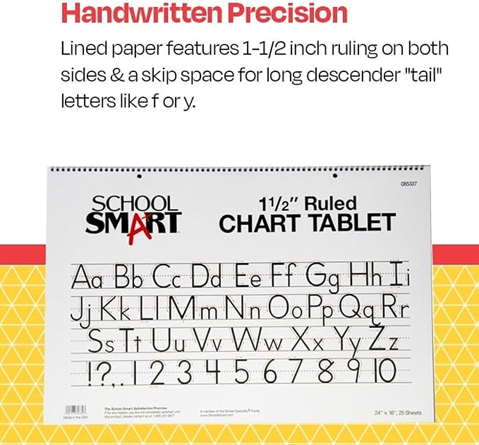 School Smart-85337 Chart Tablet, 24 x 16 Inches, 1-1/2 Inch Skip Line, 25 Sheets - White (Pack of 4)