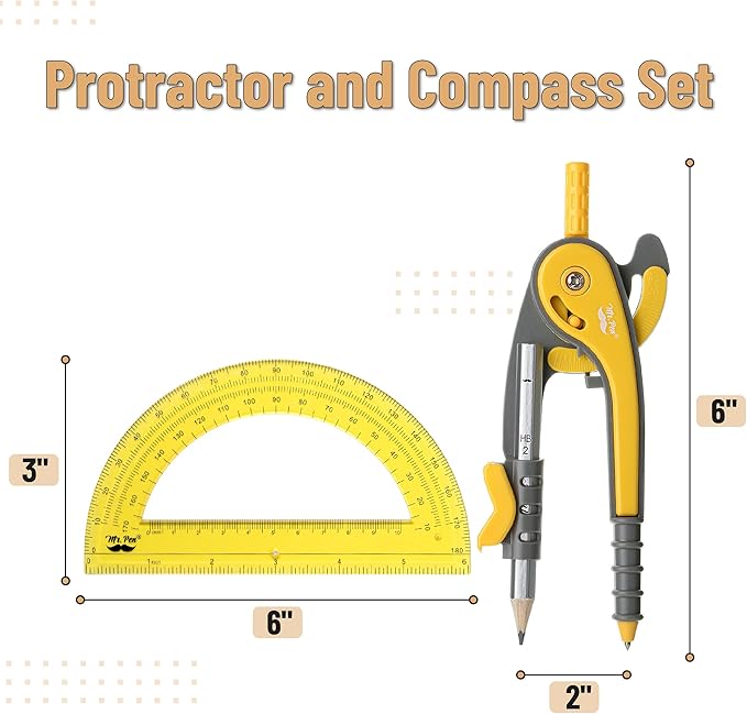 Mr. Pen- Compass and Protractor Set, Math Compass for Geometry and Drawing