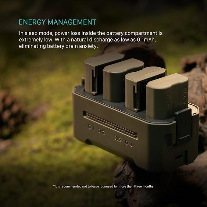 Tilta EN-EL15 Portable Charging Station - Green | Charge 4 Batteries w/USB-C PD 45W Fast Charge | Compatible with Nikon Z8, Zf, Z7II, Z6II, Z7, Z6, Z5, D850, D810, D750, D610, D500, D7500, D7200