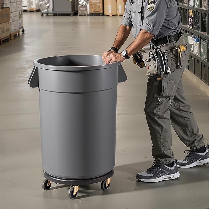 VEVOR Trash Can Dolly, Fit 20, 32, 44, 55 Gallon Containers, Round Trash Can Roller Base with 4 Lockable Wheels, 500lbs Weight Capacity, Heavy Duty Barrel Dolly, Multi-Functional Rolling Cart