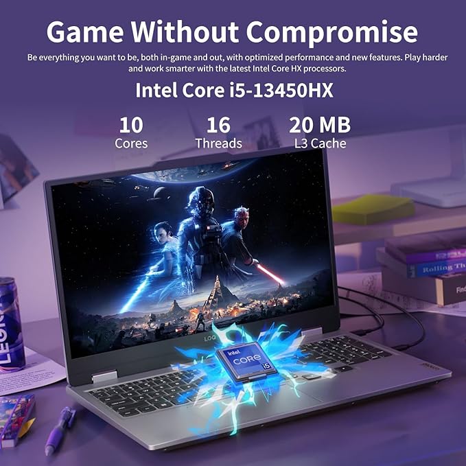 Lenovo LOQ RTX 5050 AI-Gaming PC, 17.3" FHD 165Hz, Intel Core i5-13450HX, NVIDIA GeForce RTX 5050, 32GB DDR5 RAM, 1TB SSD, Backlit KB, Bundle with PCO Notebook Folding Radiator, Laptop Cooler