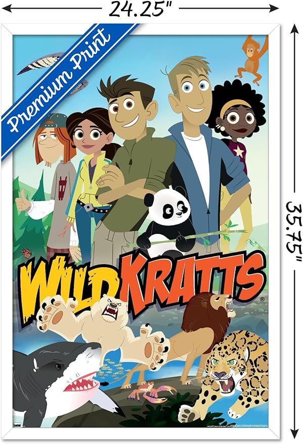 Wild Kratts - Group Wall Poster, 34L" x 22.4W", White Framed Version