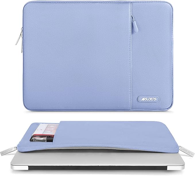 MOSISO Laptop Case 14 inch, 14 inch Laptop Sleeve Compatible with HP Lenovo Dell ASUS Acer, HP Stream, Dell Latitude, Lenovo IdeaPad, Polyester Vertical Computer Sleeve Bag with Pocket, Pastel Blue