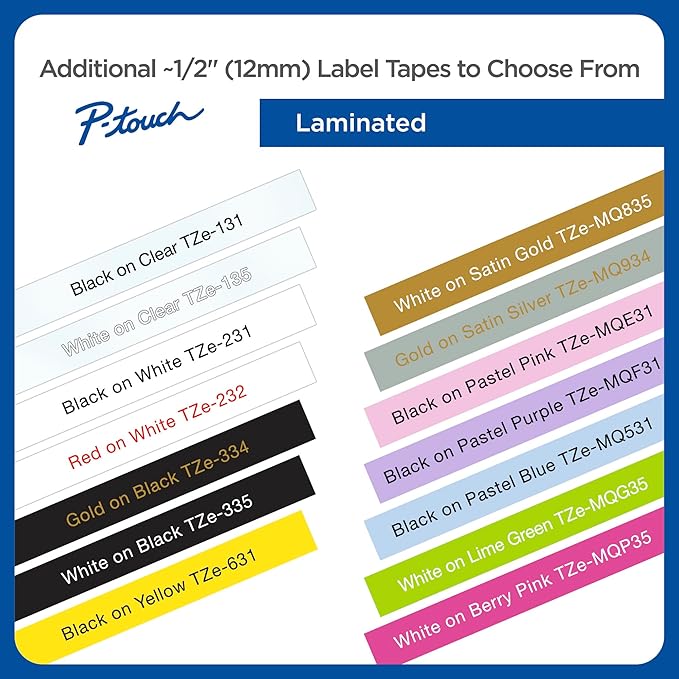 Brother Genuine P-touch, TZe-531CS, 0.47” x 26.2’, Black on Blue Laminated Label Tape
