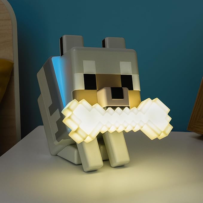 Paladone Minecraft Wolf GloBuddies 3D Colour Changing Light, Officially Licensed LED Night Lamp, Tap to Change Colour, Gaming Merchandise, Battery Powered
