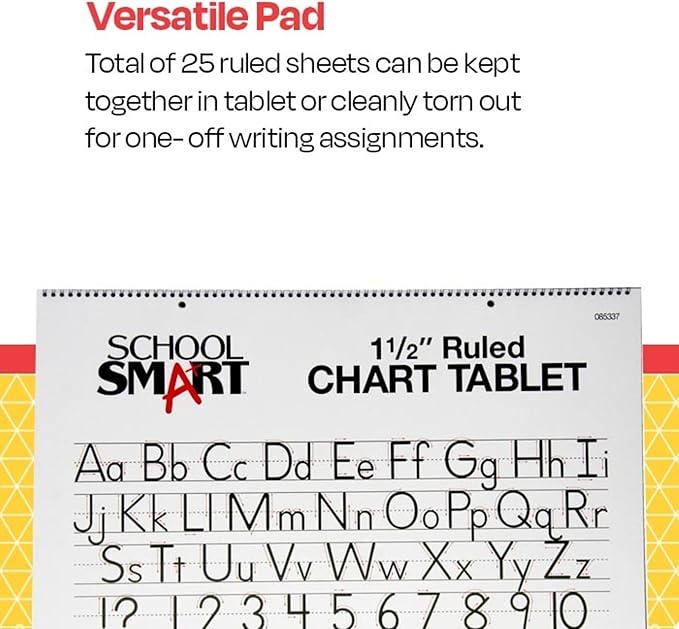 School Smart-85337 Chart Tablet, 24 x 16 Inches, 1-1/2 Inch Skip Line, 25 Sheets - White (Pack of 4)