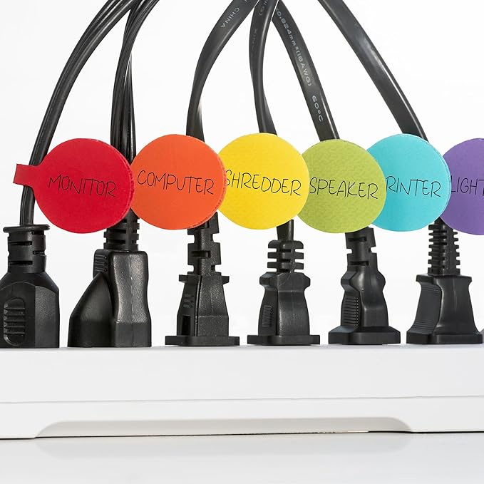 Cable Labels - Wrap-It Storage - Circles, Multi-Color (36-Pack) - Color Coded Labels for Organizing, Wire Tags Write on Surface for Labels for Charging Cords and Electronics