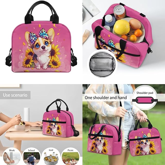 Corgi Dog Backpack for School Girls Boys 4-6 6-8 10-12 Kids School Bag Set with Lunch Bag Pencil Case Water Bottle Sleeve Elementary Preschool Kindergarten School Bookbag