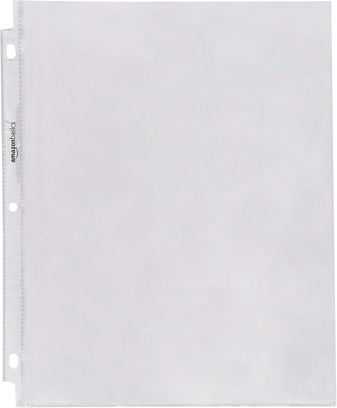 Amazon Basics Sheet Protectors for 3 Ring Binder, Heavyweight, Polypropylene, Top Loading, Letter Size, 8.5 x 11 Inch, 200-Pack, Clear