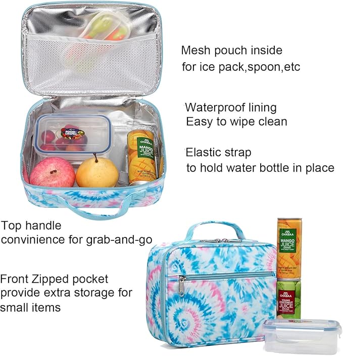 BLUEFAIRY Girls Backpack with Lunch Box for Kids Primary Elemenatry Book Bag Set Middle School Bookbags Set for Teens Childs Back to School Gifts 2 Pcs Blue