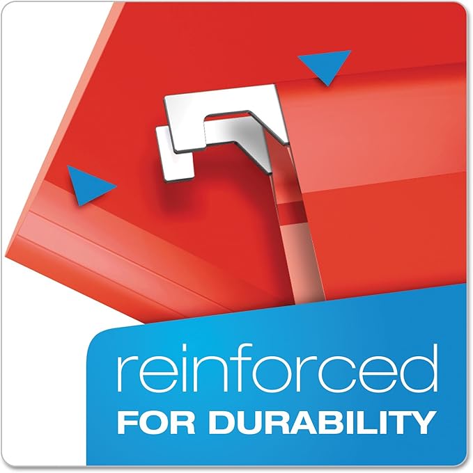 Pendaflex Reinforced Hanging File Folders, Letter Size, Red, 1/5 Cut, 25/BX (4152 1/5 RED)