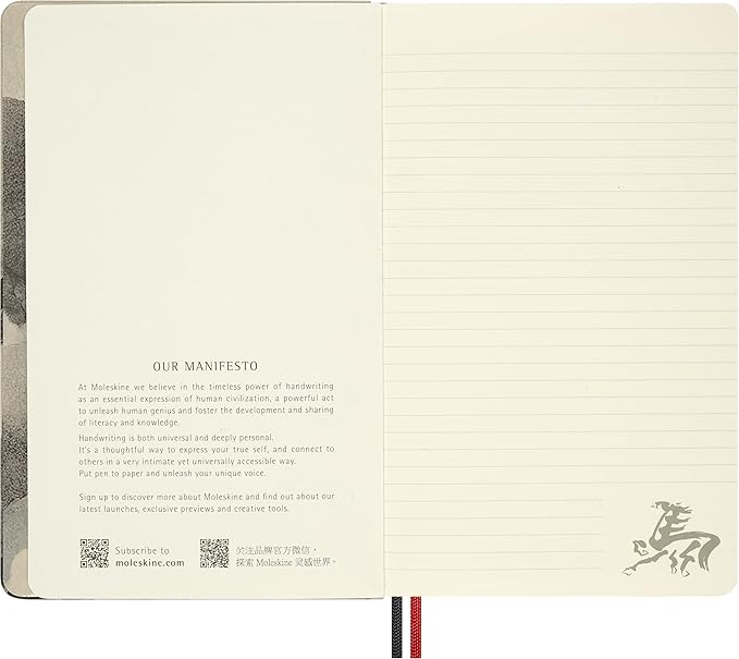 Moleskine Limited Edition Year of the Horse 2026 Calligraphy Notebook in Gift box, Hard Cover, Large (5" x 8.25") Ruled/Lined, Light Grey, 176 pages