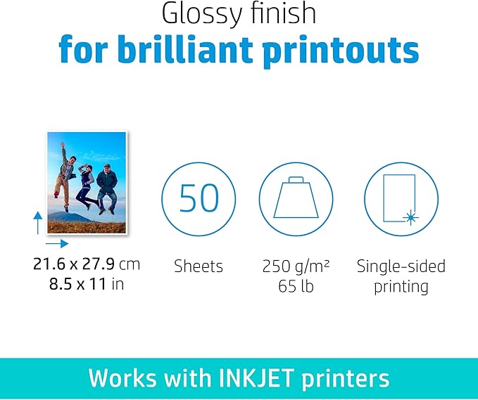 HP Advanced Photo Paper,Glossy,8.5x11 in,50 sheets (Q7853A),(Pack of 5)