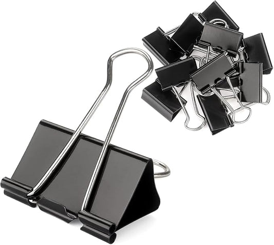 ZZTX Extra Large Binder Clips Paper Clamps Clips Black, 2.0 Inches, 12 Pack