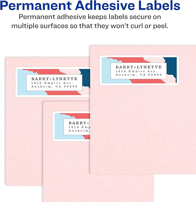 Avery Return Address Labels, Laser Printers, 6,000 Labels, 2/3 x 1-3/4, Permanent Adhesive, 5 Packs (5155)
