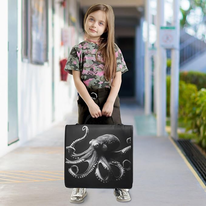3 Ring Zipper Binder with Shoulder Strap Octopusfish 1.5 inch Binders Keeper Large Capacity Multi Pockets for School Office Supplies