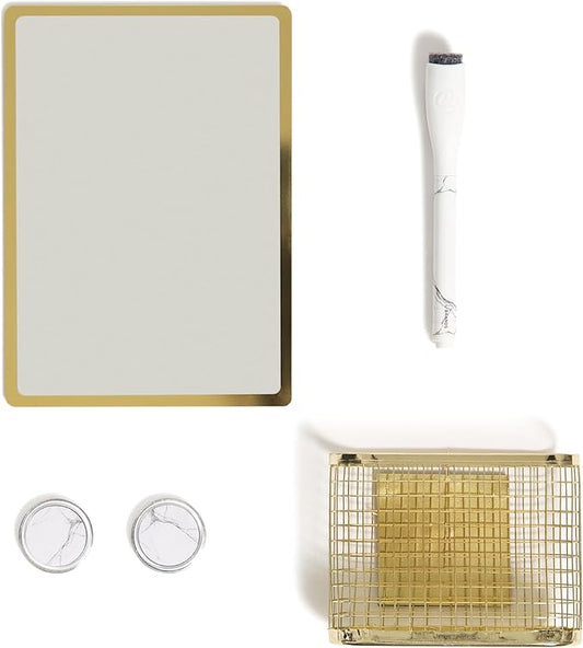 U Brands Magnetic Locker Accessories and Decorating Kit, Back to School Essentials, Mirror Markerboard, Gold Magnetic Cup, Marble Magnets and Dry Erase Marker