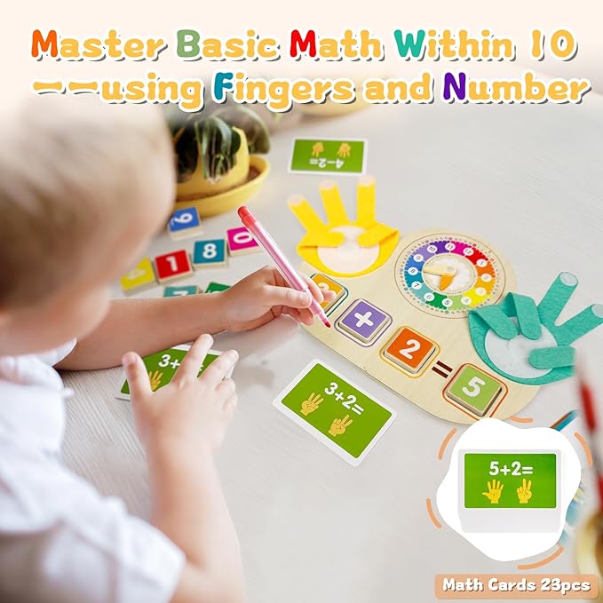 Toddler Learning Toys 3-5, Educational Games with Visual Timer for Kids 5-7, Montessori Number Counting Toys, Math Manipulatives, Preschool Kindergarten School Supplies, Birthday Gifts for 2 3 4 5 6 7
