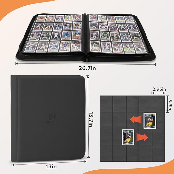 1280+ Cards 20 Pocket Card Binder Collector Card Album Trading Card Binder Ringless Trading Card Album Side Loading Compatible with TCG, Game & Sports Cards (Black)