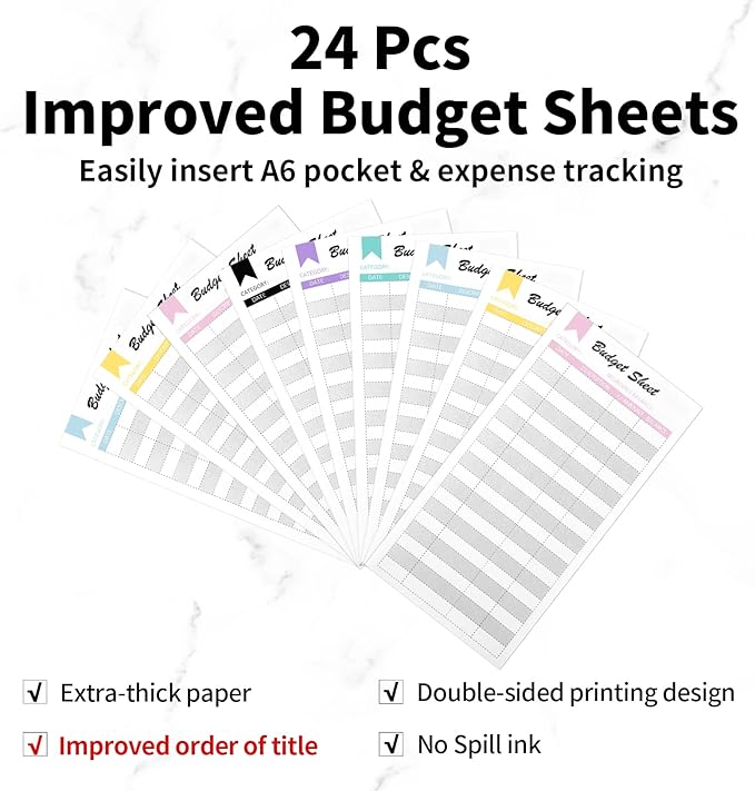 Sooez Budget Binder with Zipper Cash Envelopes & Expense Sheets for Budgeting and Saving Money, Money Organizer for Cash with Category Labels, Money Saving Binder Cash Wallet Envelope