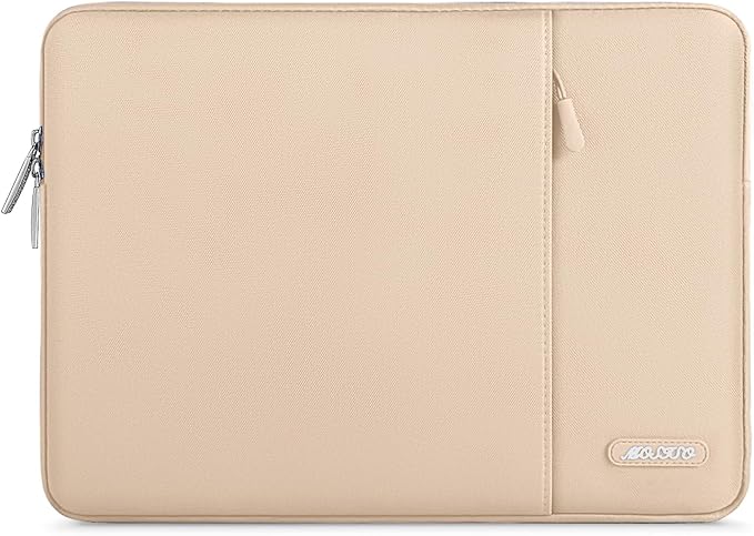 MOSISO Laptop Case 15 inch, 15 inch Laptop Sleeve Compatible with MacBook Air 15 M4 A3241 M3 A3114 M2 A2941 2025 2024 2023,Dell XPS 15,Polyester Vertical Computer Sleeve Bag with Pocket, Apricot