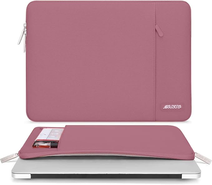 MOSISO Laptop Case 14 inch, 14 inch Laptop Sleeve Compatible with HP Lenovo Dell ASUS Acer, HP Stream, Dell Latitude, Lenovo IdeaPad, Polyester Vertical Computer Sleeve Bag with Pocket, Dusty Rose