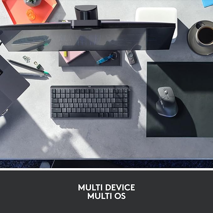 Logitech MX Mechanical Mini TKL Illuminated Wireless Keyboard, Linear, and MX Master 3S Performance Wireless Bluetooth Mouse Bundle, macOS, Windows, Linux, iOS, Android