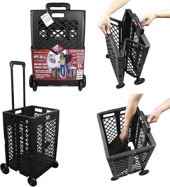 Olympia Tools 85-404 Pack-N-Roll Mesh Portable Tools Carrier 55 Lb. Load Capacity, Black