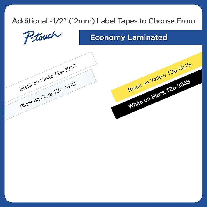 Brother Genuine P-Touch TZe-335S Economy Label Tape, Standard Laminated P-Touch Tape, White on Black, Perfect for Indoor or Outdoor Use, Water Resistant, (4M), Single-Pack