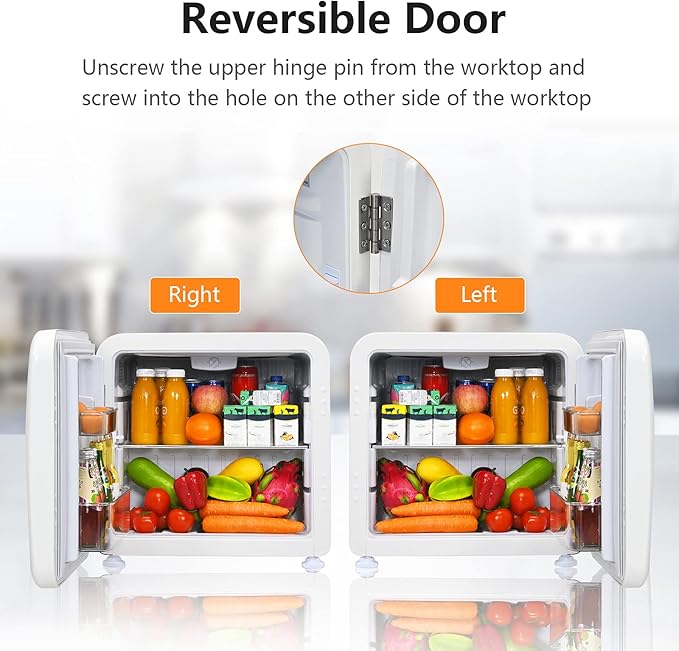 COSTWAY Compact Refrigerator, 1.6 cu ft. Single Door Small Fridge with Adjustable Temperature 32℉ to 50℉, Auto Defrost, Reversible Door, Removable Glass Shelves, Mini Fridge for Apartment (White)